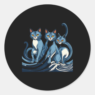 Blue Cats Wave For Kamala Funny Trump Blue Wave Of Classic Round Sticker