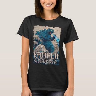 Blue Cats Wave For Kamala Harris Japanese Art Kaij T-Shirt