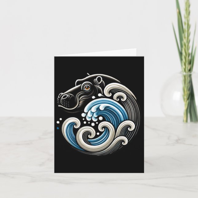 Blue Cats Wave Funny Blue Wave Of Moo Deng Cute Ba Card (Front)