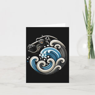 Blue Cats Wave Funny Blue Wave Of Moo Deng Cute Ba Card