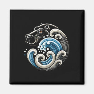 Blue Cats Wave Funny Blue Wave Of Moo Deng Cute Ba Magnet