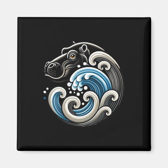 Blue Cats Wave Funny Blue Wave Of Moo Deng Cute Ba Magnet (Front)