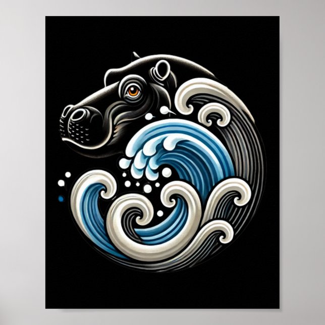 Blue Cats Wave Funny Blue Wave Of Moo Deng Cute Ba Poster (Front)