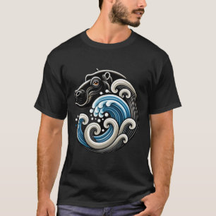 Blue Cats Wave Funny Blue Wave Of Moo Deng Cute Ba T-Shirt