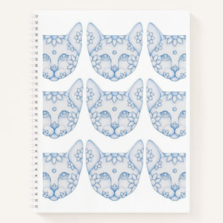 BLUE CATS WITH FLOWERS SKETCHBOOK Spiral Notebook