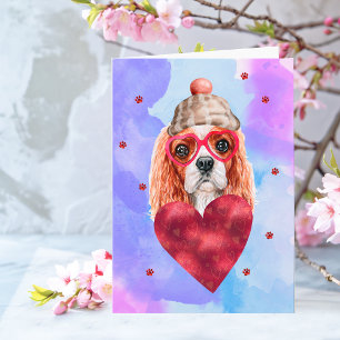 Blue Cavalier Spaniel Valentine's Day Gift Dog Card