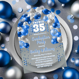 Blue Celebration Balloons Graduation Party Acrylic Invitations