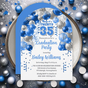 Blue Celebration Balloons Graduation Party Invitation