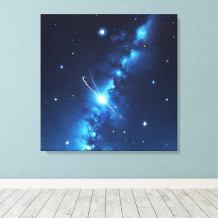 Blue celestial galaxy of stars canvas print