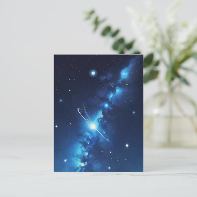 Blue celestial galaxy of stars postcard (Standing Front)
