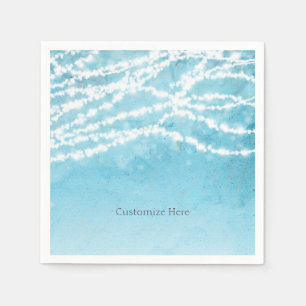 Blue Celestial String Lights Rustic Wedding Party Napkin