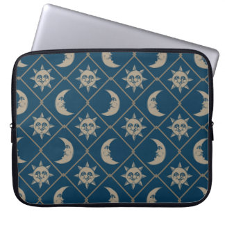Blue Celestial Sun And Moon Laptop Sleeve