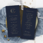 Blue Celestial Wedding Program<br><div class="desc">The "Blue Celestial Wedding Program" becomes a visual guide to your celestial celebration against a sophisticated blue canvas. The crescent moon, stars, and moon phases, along with the stylishly simple customisable initials of the couple, become celestial beacons. Moon phases subtly woven into the design symbolise the unfolding chapters of your...</div>