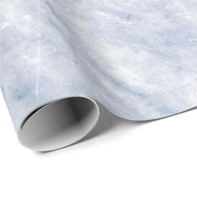 Blue Celestial White Grey Carrara Marble Stone Wrapping Paper (Roll Corner)