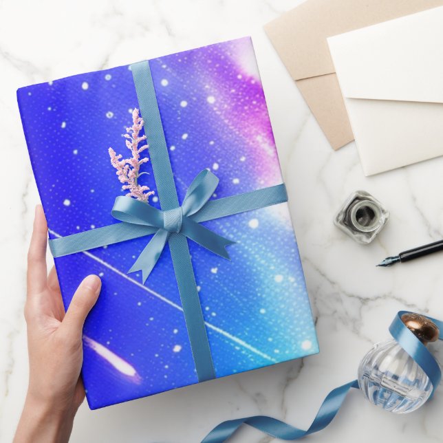 Blue Celestial Wonders Birthday Gift Wrap Paper (Gifting)