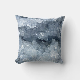 Blue Celestite Crystal Cluster Pillow Print
