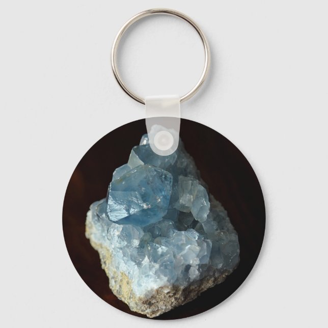 Blue Celestite Crystal Key Ring (Back)