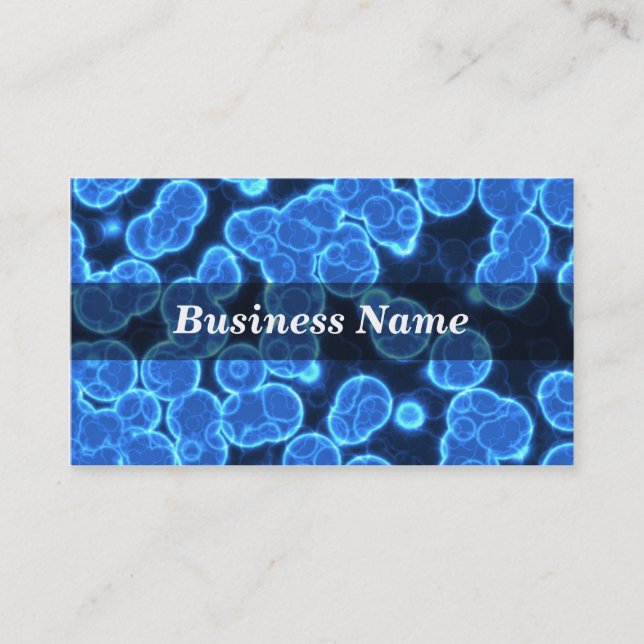 Blue Cells on Black Background Business Card (Front)