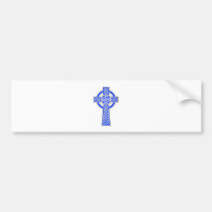 Blue celtic cross design bumper sticker
