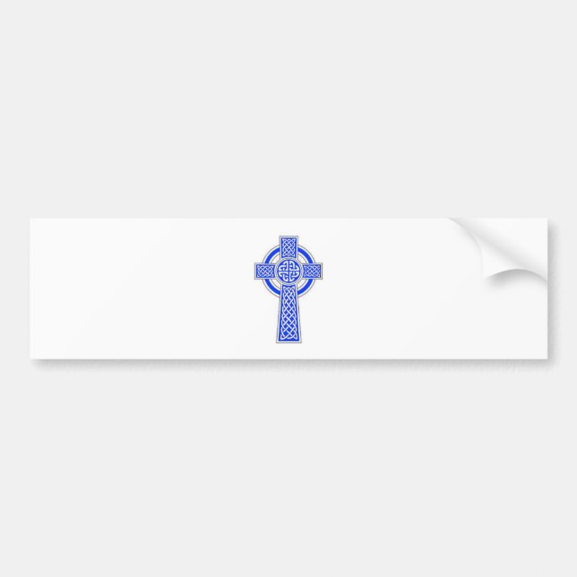 Blue celtic cross design bumper sticker (Front)