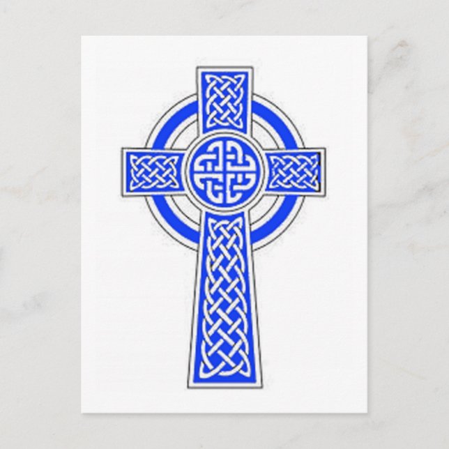 Blue celtic cross design postcard (Front)