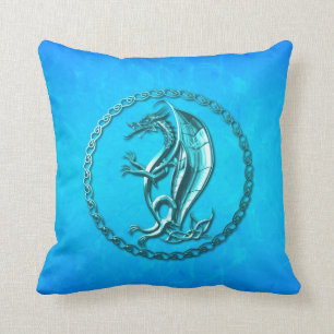 Blue Celtic Dragon Cushion