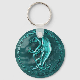 Blue Celtic Dragon Keychain