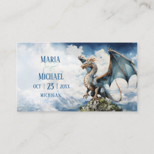 Blue Celtic Dragon QR Code Wedding Wishlist Enclosure Card