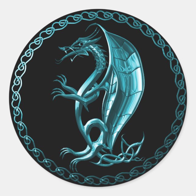 Blue Celtic Dragon Sticker (Front)