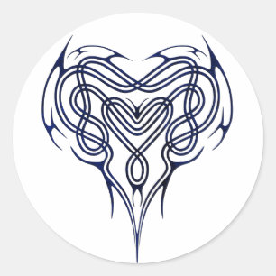 Blue Celtic Heart Knot Classic Round Sticker