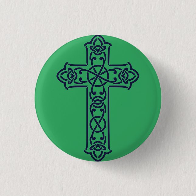 Blue Celtic High cross 3 Cm Round Badge (Front)