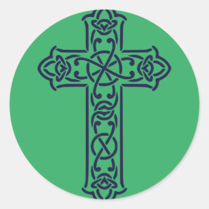 Blue Celtic High cross Classic Round Sticker
