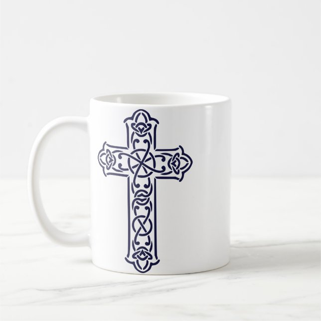 Blue Celtic High cross Coffee Mug (Left)