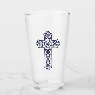 Blue Celtic High cross Glass