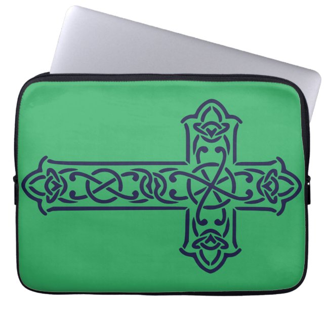 Blue Celtic High cross Laptop Sleeve (Front)