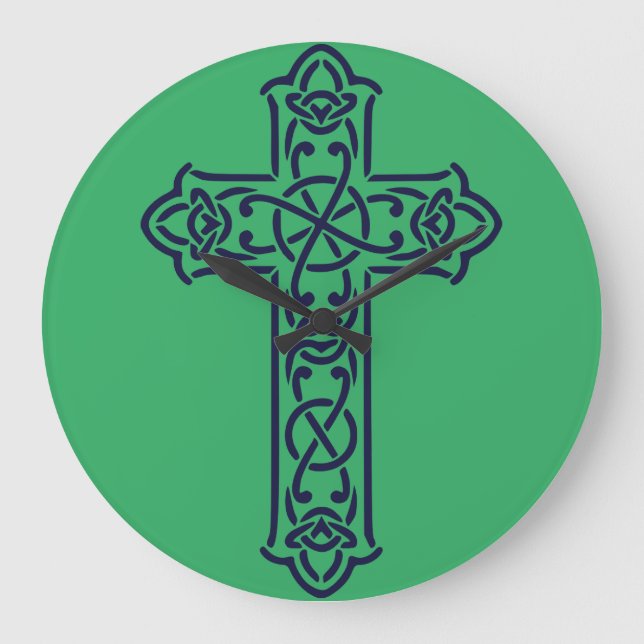Blue Celtic High cross Large Clock (Front)