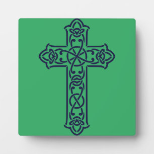 Blue Celtic High cross Plaque
