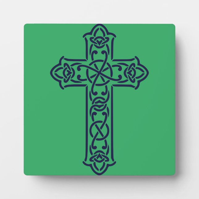 Blue Celtic High cross Plaque (Front)