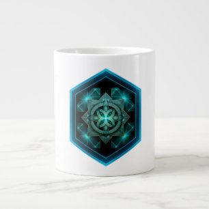 Blue Celtic Knot In A Six Sided Blue Frame Large Coffee Mug