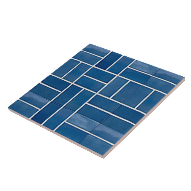 Blue ceramic tiles look pattern (Side)
