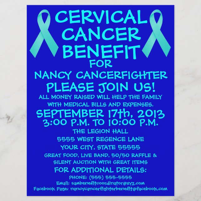 Blue Cervical Cancer Benefit Flyer (Front)