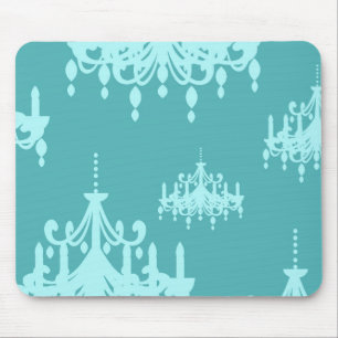 blue chadelier damask on aqua blue mouse pad