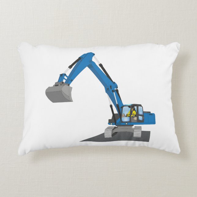 blue chain excavator decorative cushion (Front)