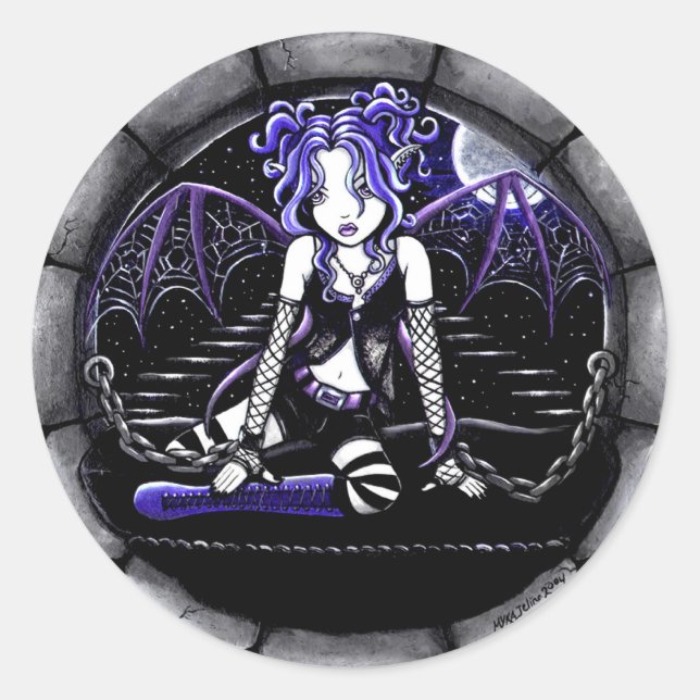 "Blue Chained" Gothic Fairy Art Stickers (Front)