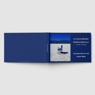 Blue Chair in White Sand, Celebration of Life Guest Book