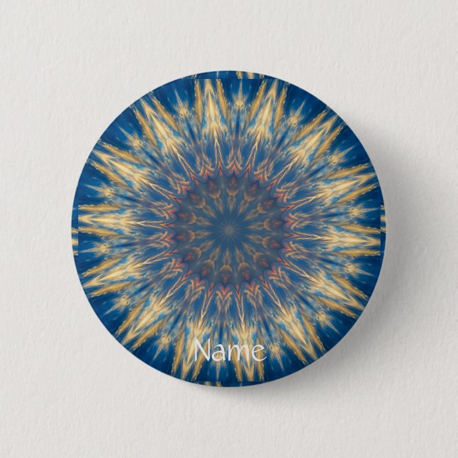 Blue Chakra Kaleidoscope Thunder_Cove  6 Cm Round Badge (Front)