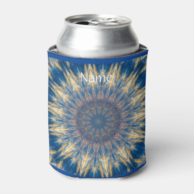 Blue Chakra Kaleidoscope Thunder_Cove Can Cooler (Can Front)