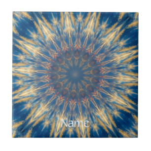 Blue Chakra Kaleidoscope Thunder_Cove Ceramic Tile