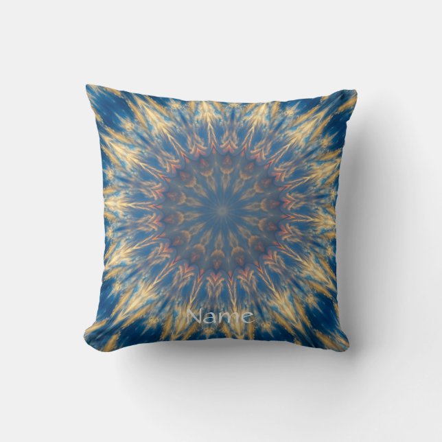 Blue Chakra Kaleidoscope Thunder_Cove Cushion (Front)
