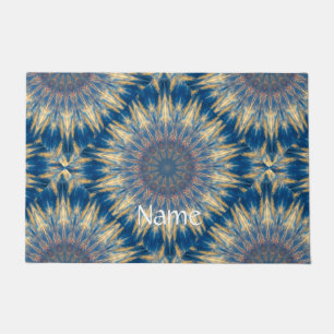 Blue Chakra Kaleidoscope Thunder_Cove Doormat